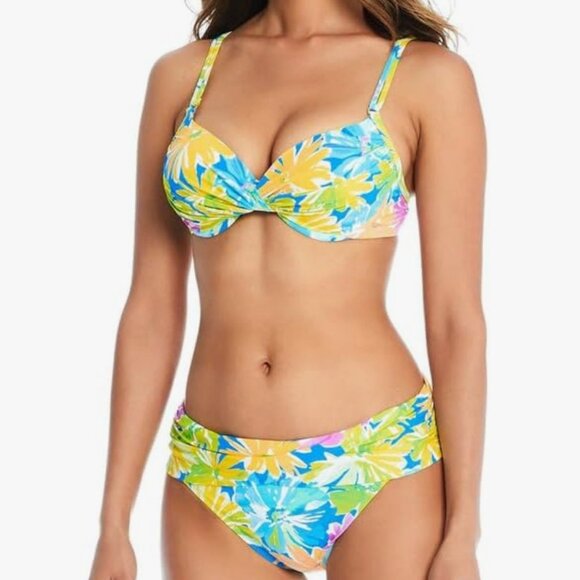 Bleu Rod Beattie  NWT 2PC Twist-Front Bikini Top + Bottoms set  6 8 S M - Picture 1 of 14